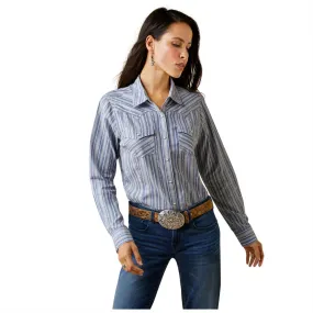 Women's Ariat Windward Long Sleeve Western Snap Shirt - Windward Dobby Stripe