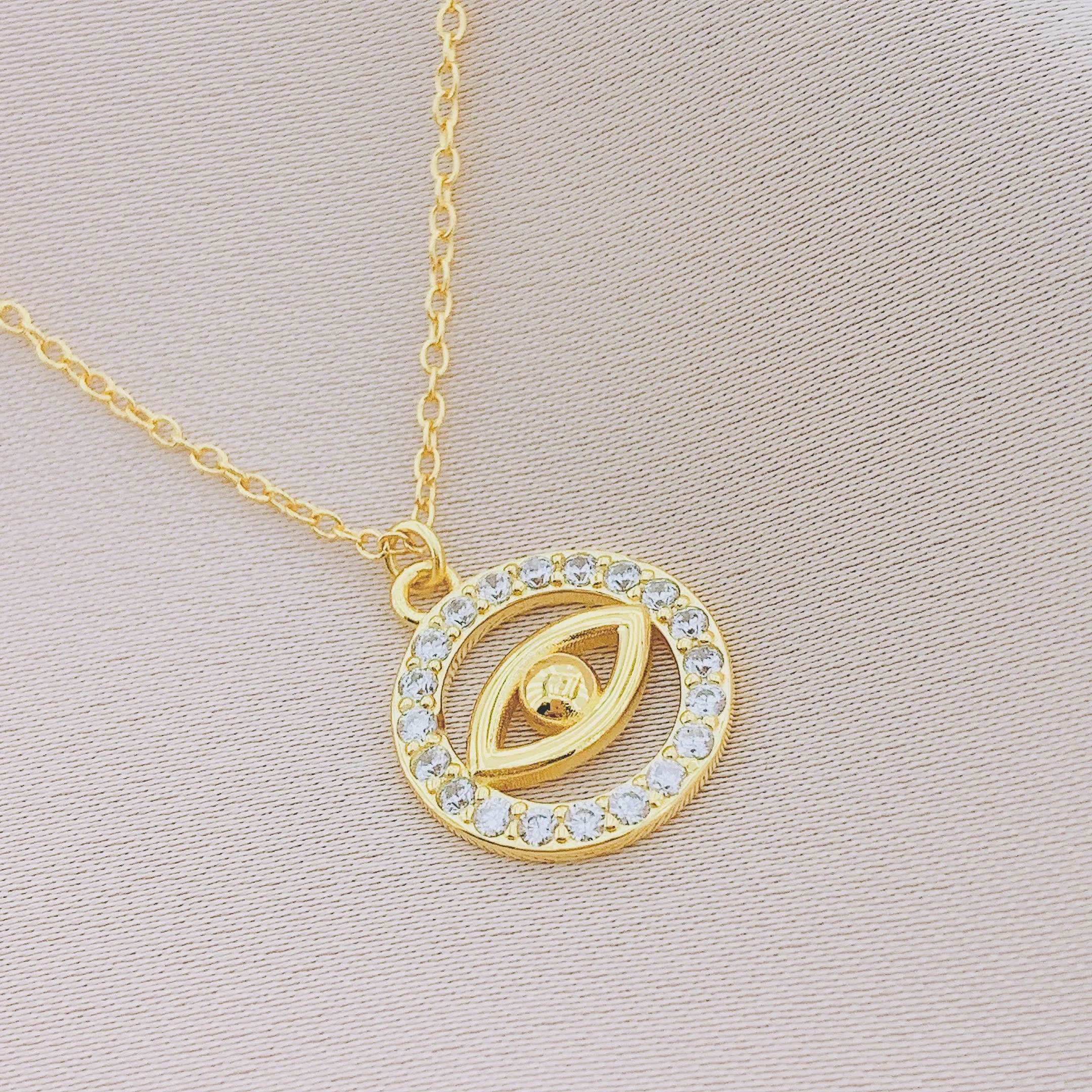 Women's CZ Evil eye Pendant Necklace