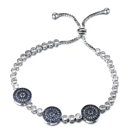 Women's Fashion Adjustable Bolo CZ Evil eye Bracelet