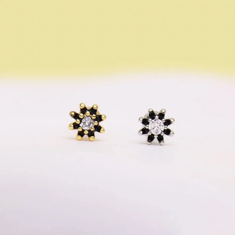 🖤Black Flower Stud