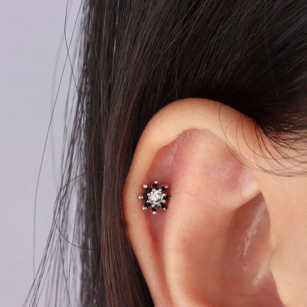 🖤Black Flower Stud